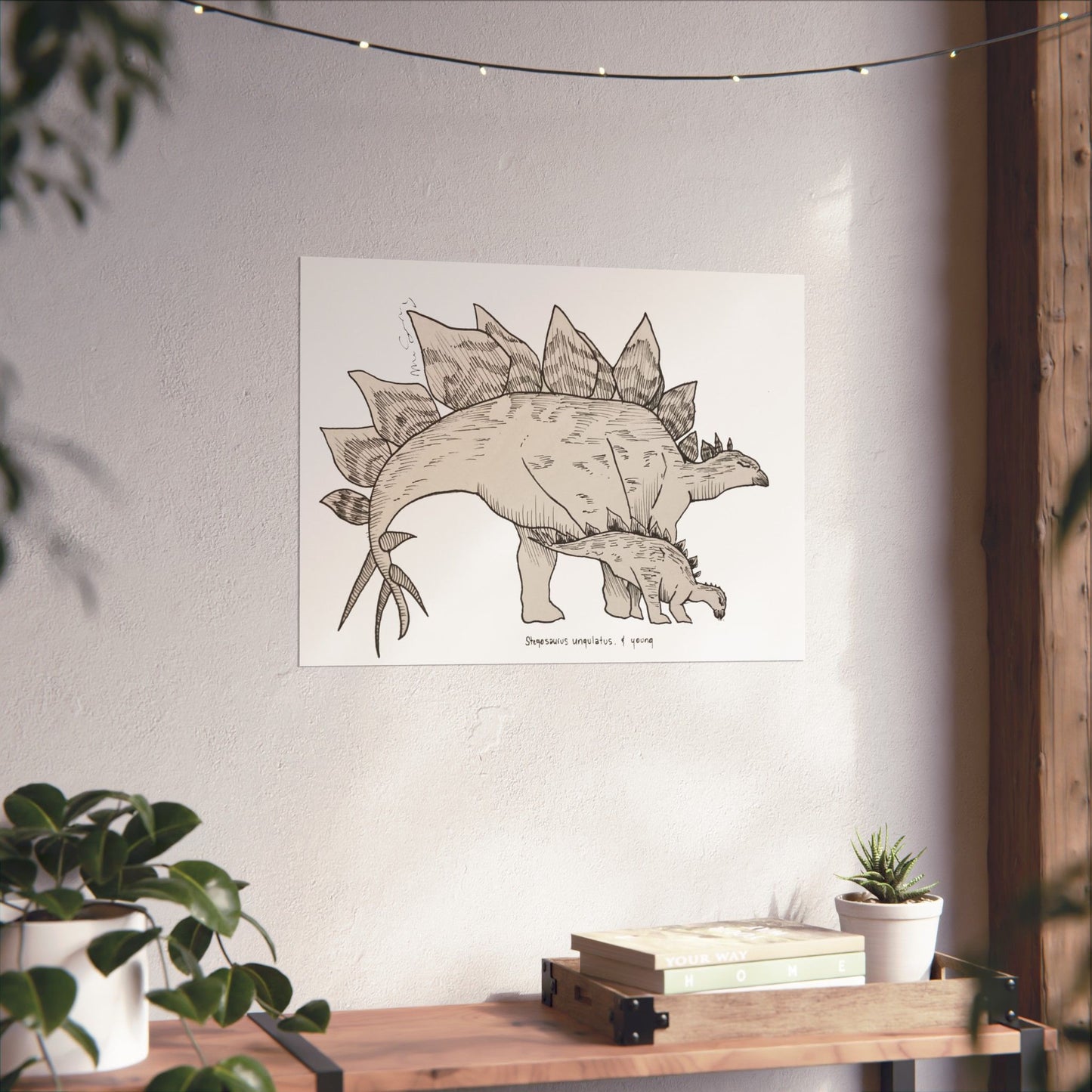 "Stegosaurus Ungulatus & Young" Poster Print