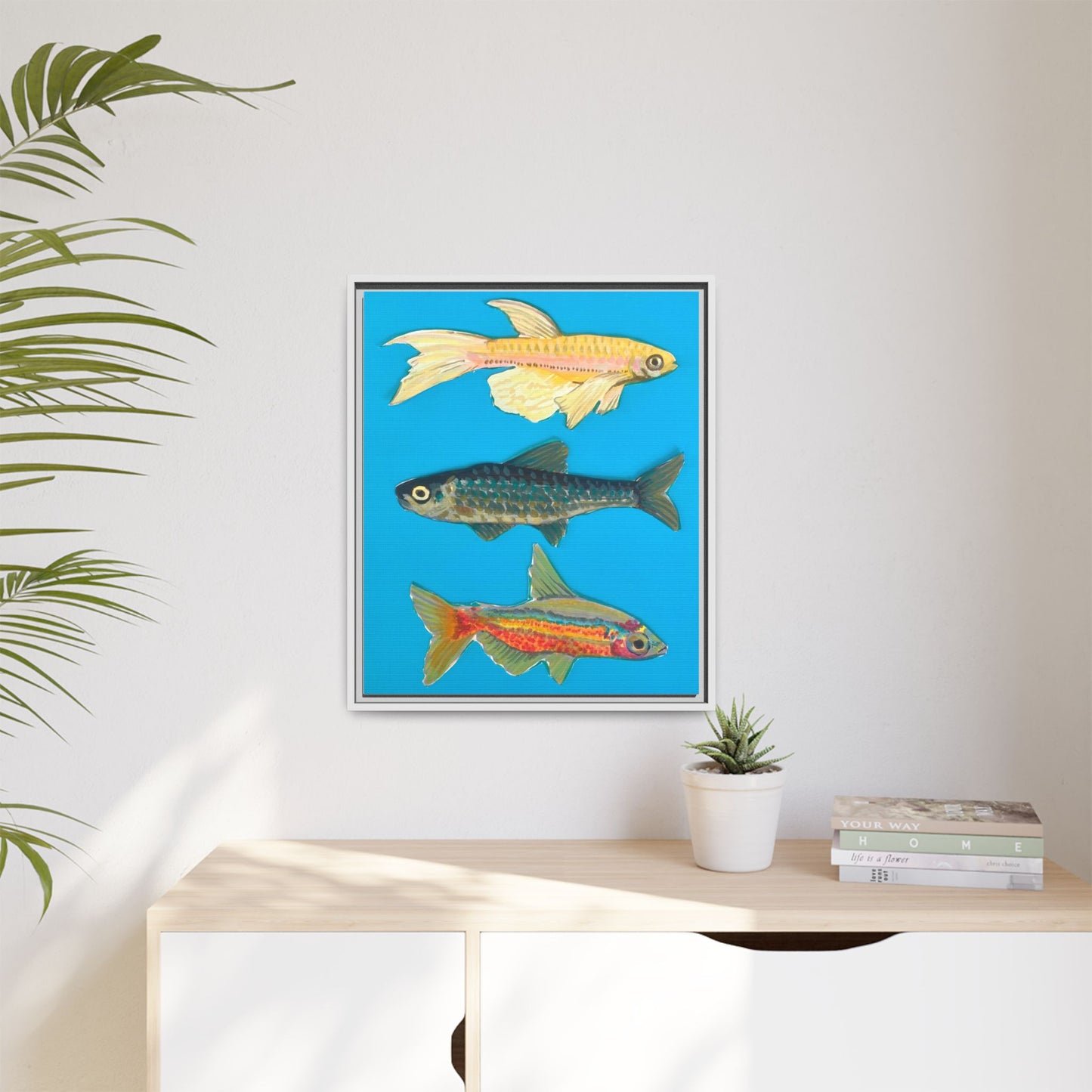 "Fish Trio" Framed Canvas Print