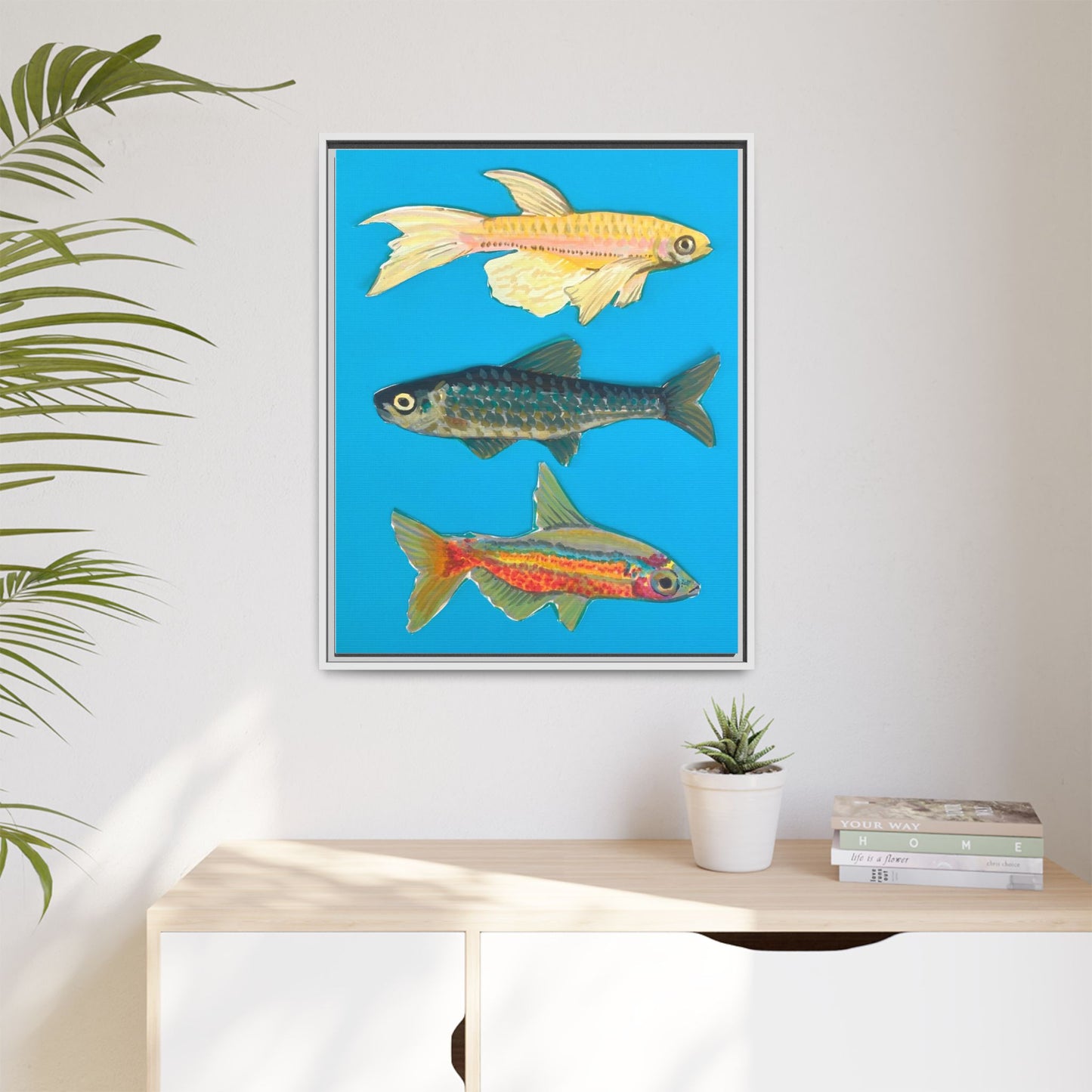 "Fish Trio" Framed Canvas Print