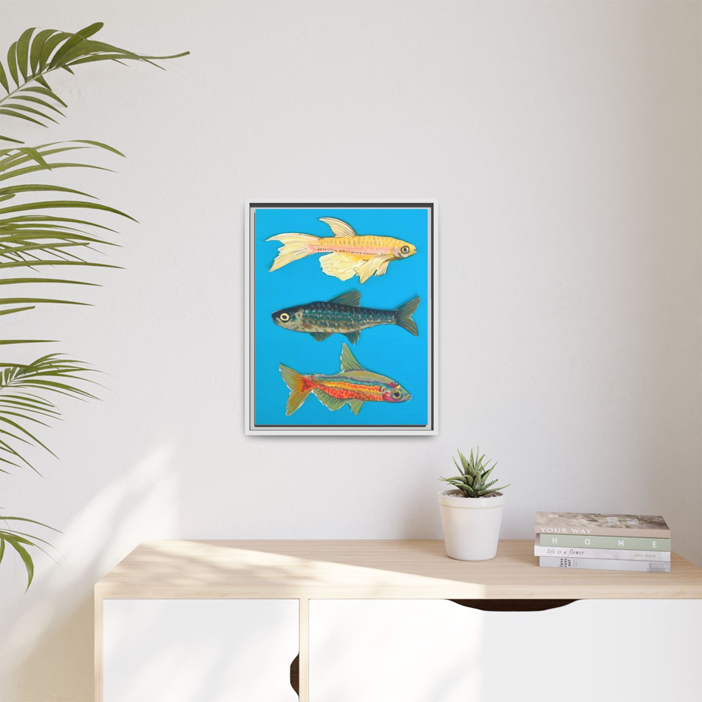 "Fish Trio" Framed Canvas Print
