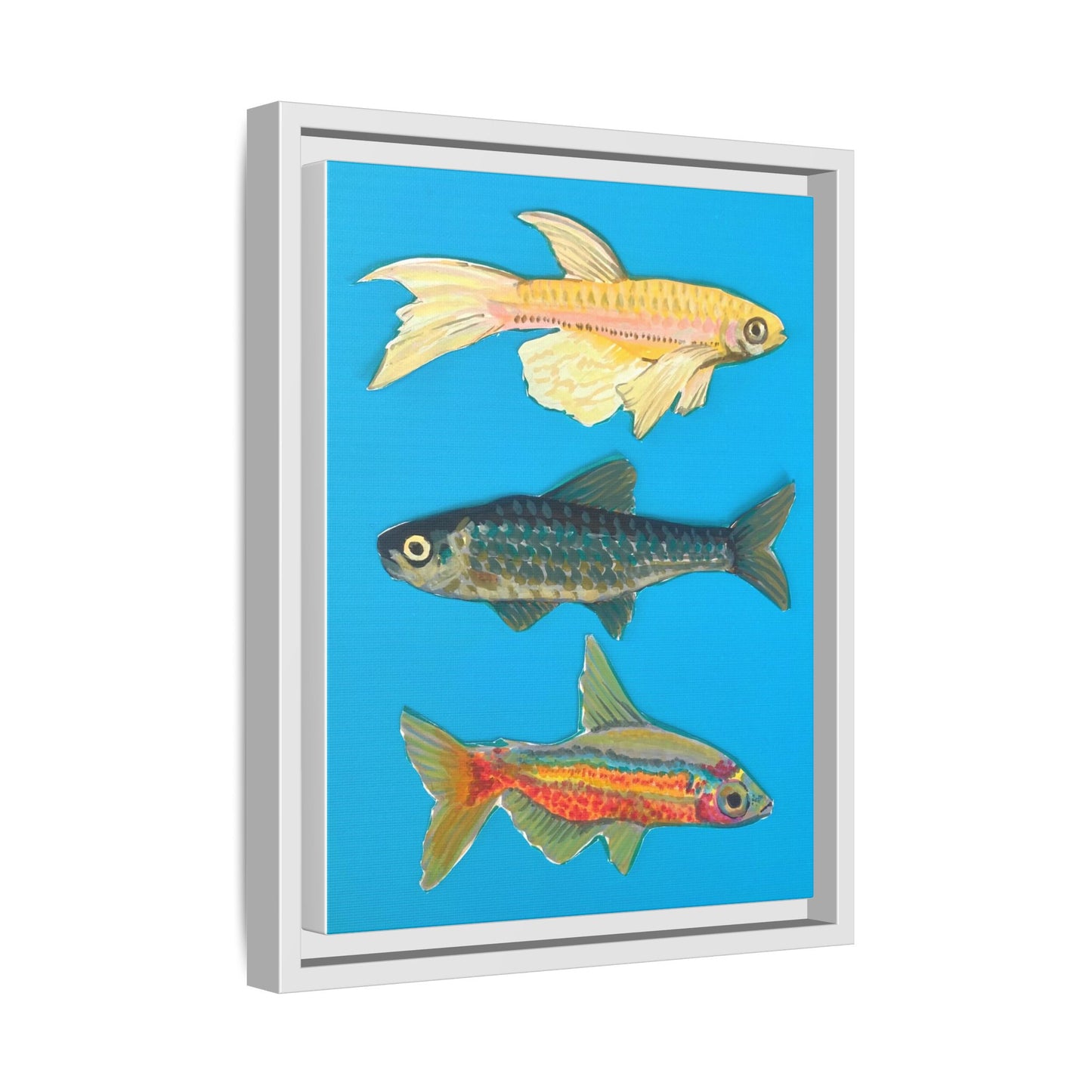 "Fish Trio" Framed Canvas Print