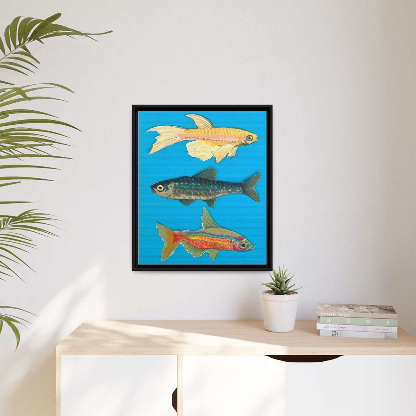 "Fish Trio" Framed Canvas Print
