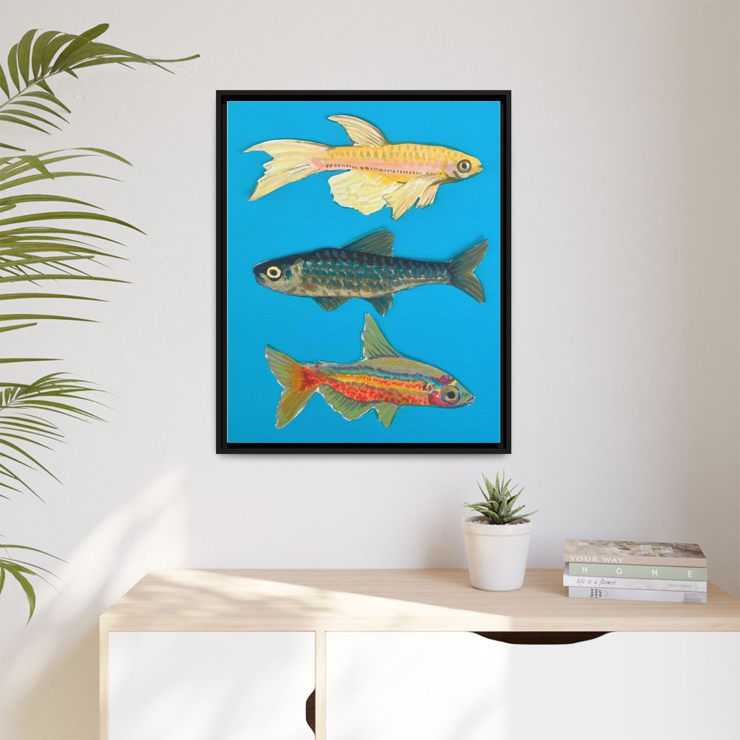 "Fish Trio" Framed Canvas Print
