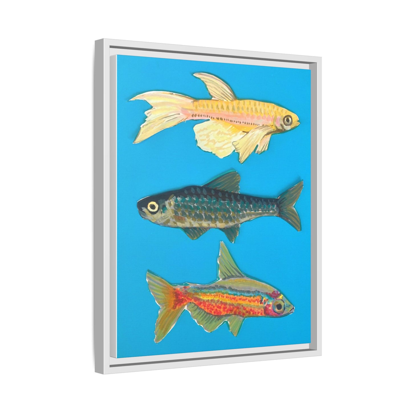 "Fish Trio" Framed Canvas Print