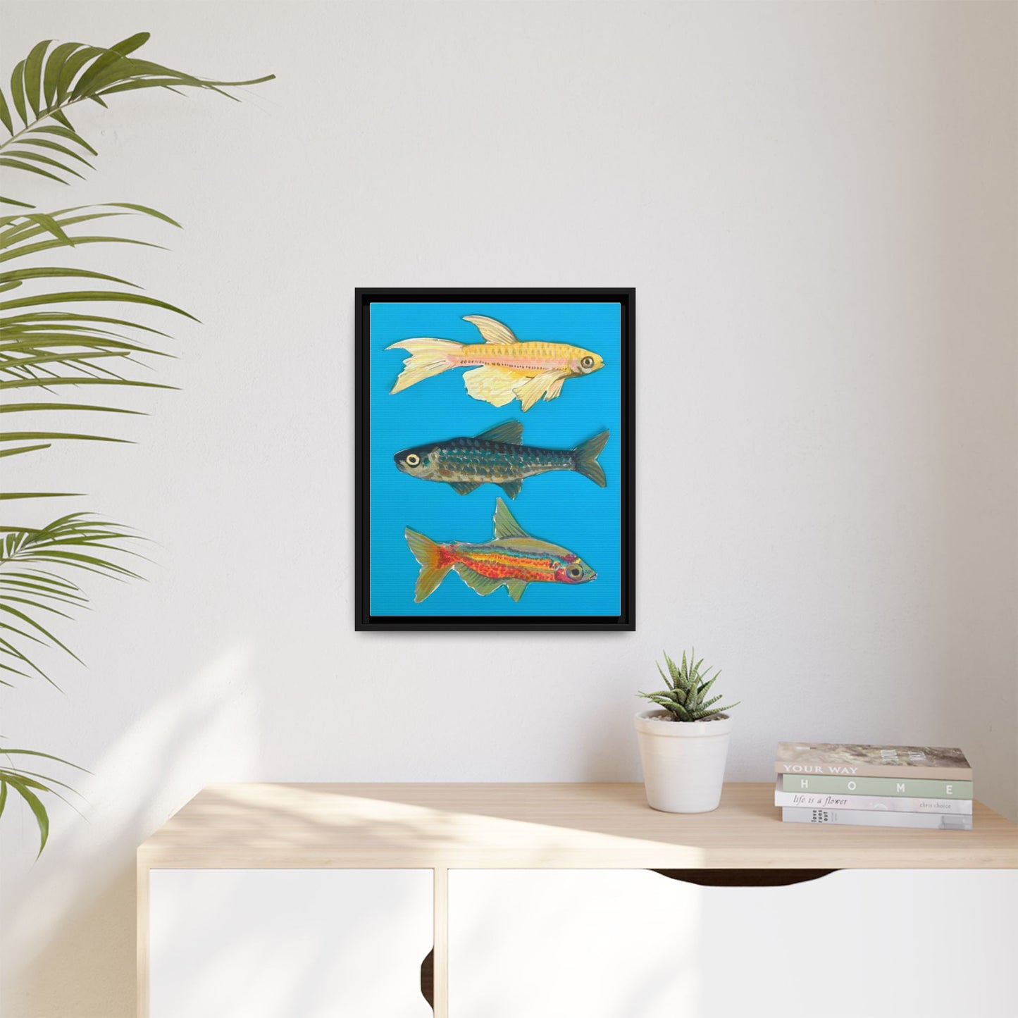 "Fish Trio" Framed Canvas Print